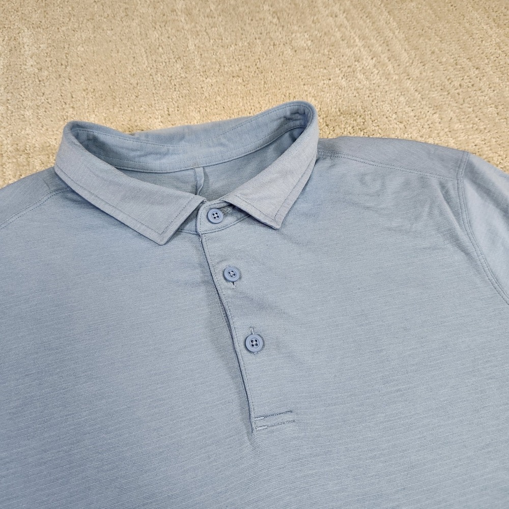 Lululemon Evolution Polo Shirt Men Medium Blue Heathered Performance Quick Dry